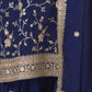 Rajwada Navy Blue Silk Blend Embroidered Semi-Stitched Kurta Set For Women