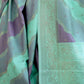 Rajwada Green Silk Blend Woven Saree With Unstitched Blouse For Women