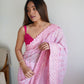 Rajwada Pink Georgette Embroidered Saree With Unstitched Blouse For Women