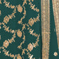 Rajwada Teal Cotton Blend Embroidered Semi-Stitched Kurta Set For Women