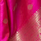 Rajwada Pink Silk Blend Woven Saree With Unstitched Blouse for Women