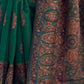 Rajwada Dark Green Silk Blend Woven Saree With Unstitched Blouse For  Women