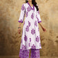 Rajwada Off White Cotton Blend Printed Stitched Kurta Set For Women
