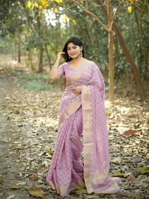 Rajwada Lavender Silk Blend Woven Saree For Women