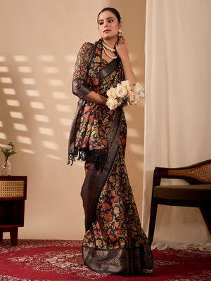 Rajwada Multicolor Silk Blend Printed Saree For Women