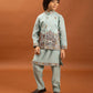 Rajwada Sky Blue Viscose Silk Embroidered Stitched Kurta Set For Kids