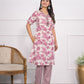 Rajwada Off White And Pink Chanderi Embroidered And Printed Stitched Kurta Set Without Dupatta For Women