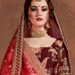 Rajwada Maroon Silk Blend Embroidered Semi-Stitched lehenga For Women