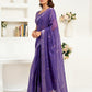 Rajwada Violet Cotton Linen Zari Work Saree For Women