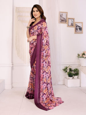 Rajwada Multicolor Georgette Printed Saree For Women