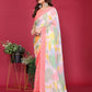 Rajwada Peach Silk Blend Printed Saree For Women