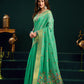 Rajwada Turquoise green Cotton Blend Printed Saree For Women