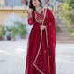 Rajwada Maroon Georgette Embroidered Stitched Gown With Dupatta For Women