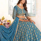 Rajwada Sky Blue Chinon Sequence Embroidered Semi-Stitched Lehenga For Women