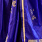 Rajwada Royal Blue Silk Blend Woven Saree With Unstitched Blouse For Women