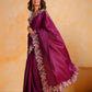 Rajwada Wine Silk Blend Embroidered Saree With Unstitched Blouse For Women