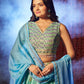 Rajwada Blue Organza Embroidered Semi-Stitched Lehenga For Women