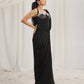 Rajwada Black Organza Solid Ready To Wear Saree With Stitched Blouse For Women