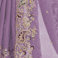Rajwada Lavender Satin Embroidered Saree For Women