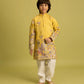 Rajwada Yellow Viscose Silk Embroidered Kurta Set For Kids