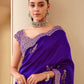 Rajwada Blue Silk Blend Embellished Saree For Women