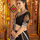 Rajwada Black Viscose Rayon Rabari Work Semi-Stitched lehenga With Stunning Tassels For Women