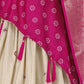 Rajwada Beige And Pink Silk Blend Embroidered Semi-Stitched lehenga For Women