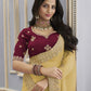 Rajwada Yellow Georgette Crush Embellished Elegant Saree For Women
