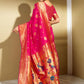 Rajwada Dark Pink Silk Blend Woven Pithani Saree For Women