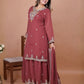 Rajwada Dusky Red Georgette Sequence Embroidery Stitched Kurta Set Women