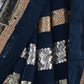 Rajwada Dark Blue Georgette Sequins Saree With Unstitched Blouse For Women