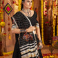 Rajwada Black Viscose Rayon Rabari Work Semi-Stitched lehenga With Stunning Tassels For Women