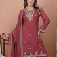 Rajwada Dusky Red Georgette Sequence Embroidery Stitched Kurta Set Women