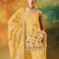 Rajwada Yellow Georgette Embroidered Semi-Sitched Kurta Set For Women