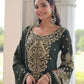 Rajwada Olive Silk Blend Embellished Kurta Set For Women