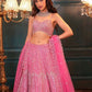 Rajwada Light Pink Net Embellished Semi Stitched Lehenga For Women
