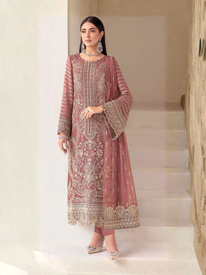Rajwada Mauve Georgette Embellished Semi Stitched Kurta Set For Women