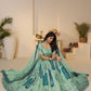 Rajwada Sky Blue Banarasi Silk Embroidered Semi-Stitched Lehenga For Women