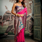 Rajwada Pink Silk Blend Solid Saree For Women