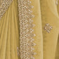 Rajwada Yellow Georgette Crush Embellished Elegant Saree For Women