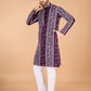 Rajwada Wine Viscose Rayon Embroidered Stitched Kurta For Men