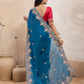 Rajwada Teal Blue Chiffon Embroidered Saree For Women