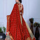 Rajwada Beige And Red Silk Blend Printed Semi-Stitched lehenga For Women