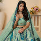 Rajwada Sky Blue Banarasi Silk Embroidered Semi-Stitched Lehenga For Women