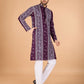 Rajwada Wine Viscose Rayon Embroidered Stitched Kurta For Men