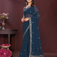 Rajwada Navy Blue Georgette Solid Saree For Women