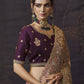 Rajwada Mauve Satin Embroidered Saree For Women