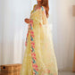 Rajwada Light Yellow Organza Embroidered Solid Saree For Women