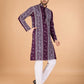 Rajwada Wine Viscose Rayon Embroidered Stitched Kurta For Men