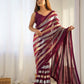 Rajwada Wine Georgette Sequins Saree With Unstitched Blouse For Women
